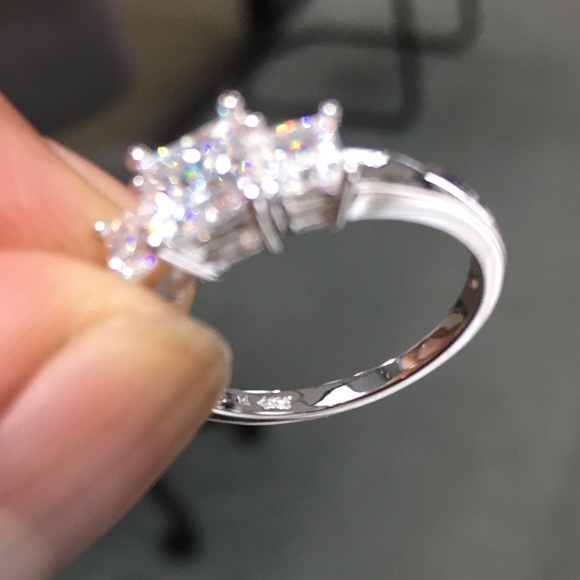 1-CT Three-Stone Basket Princess-Cut CZ Engagement - Picture 2 of 7